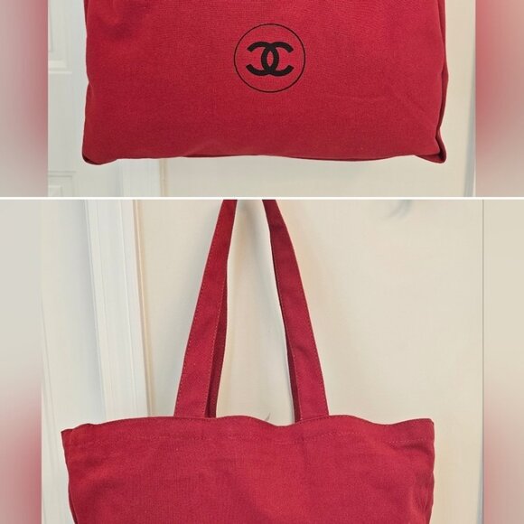 Chanel "No1 Chanel" Canvas Tote Bag - Red - Picture 3 of 3